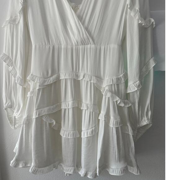 DB studio charmeuse ruffle mini dress back tie Perfect for a bride to be szL - Picture 10 of 16